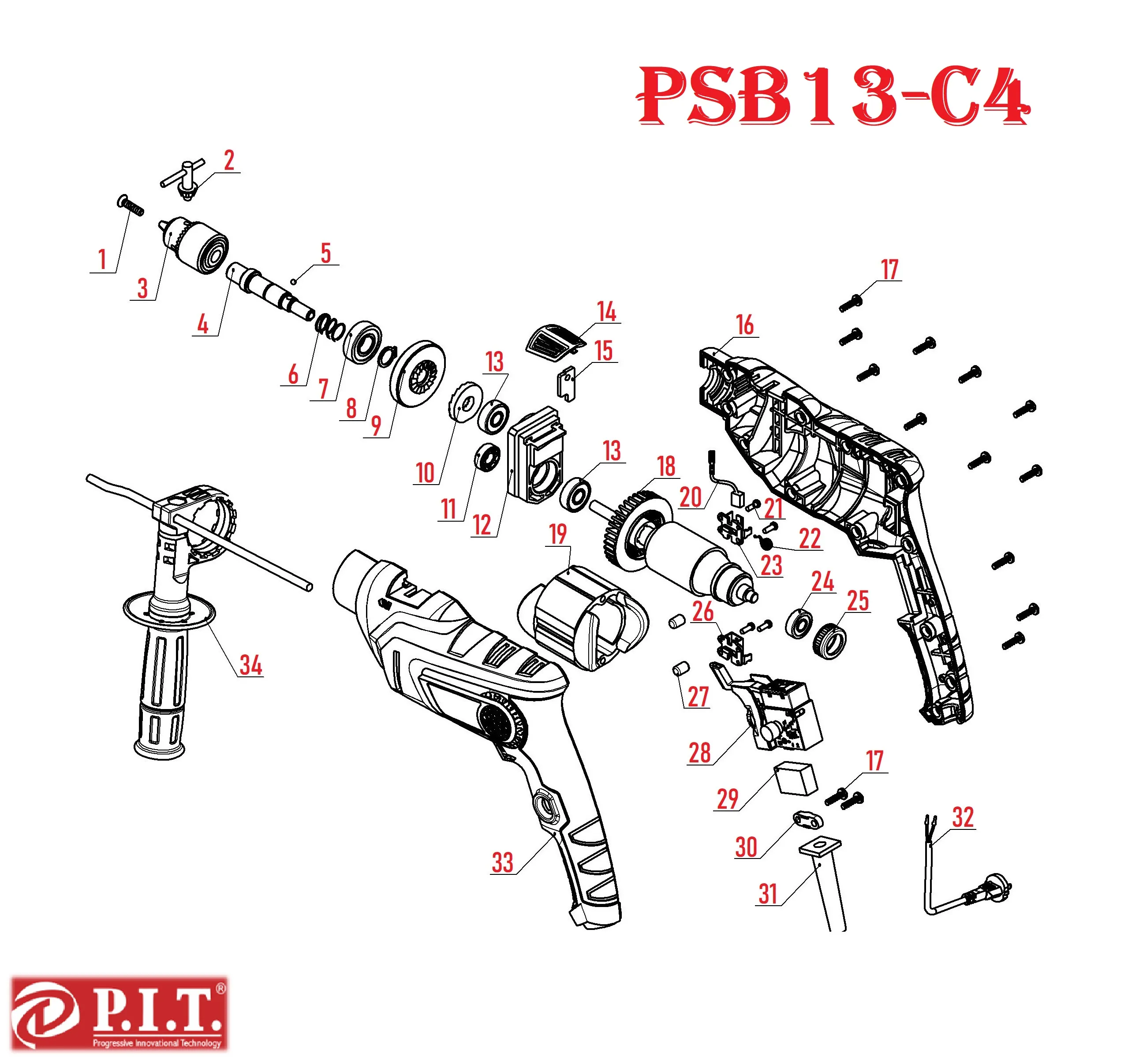 Щеткодержатель для P.I.T. PSB13-C4 Арт.:PSB13-C4/23