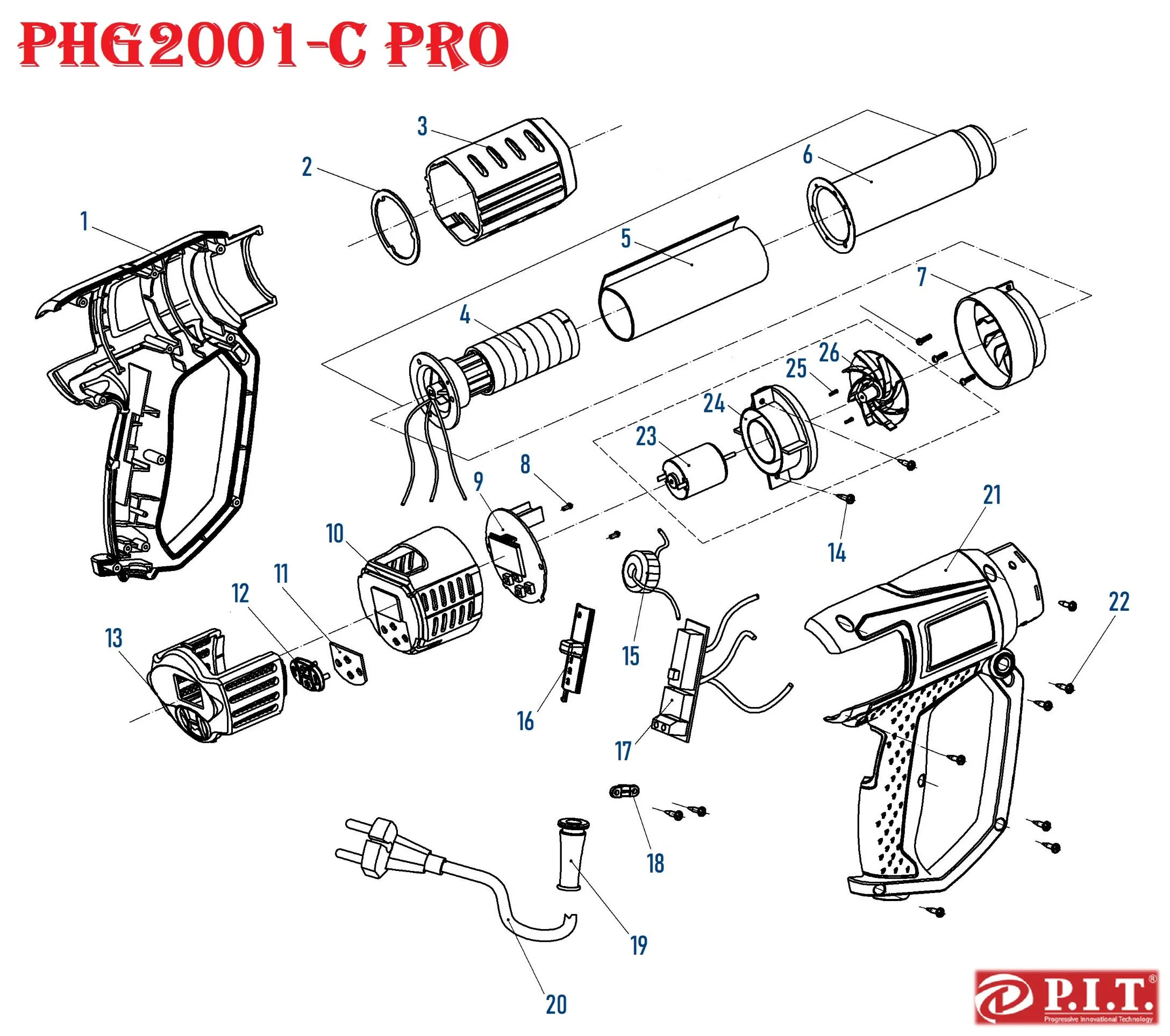 Запчасти, схема и деталировка P.I.T. PHG2001-C PRO