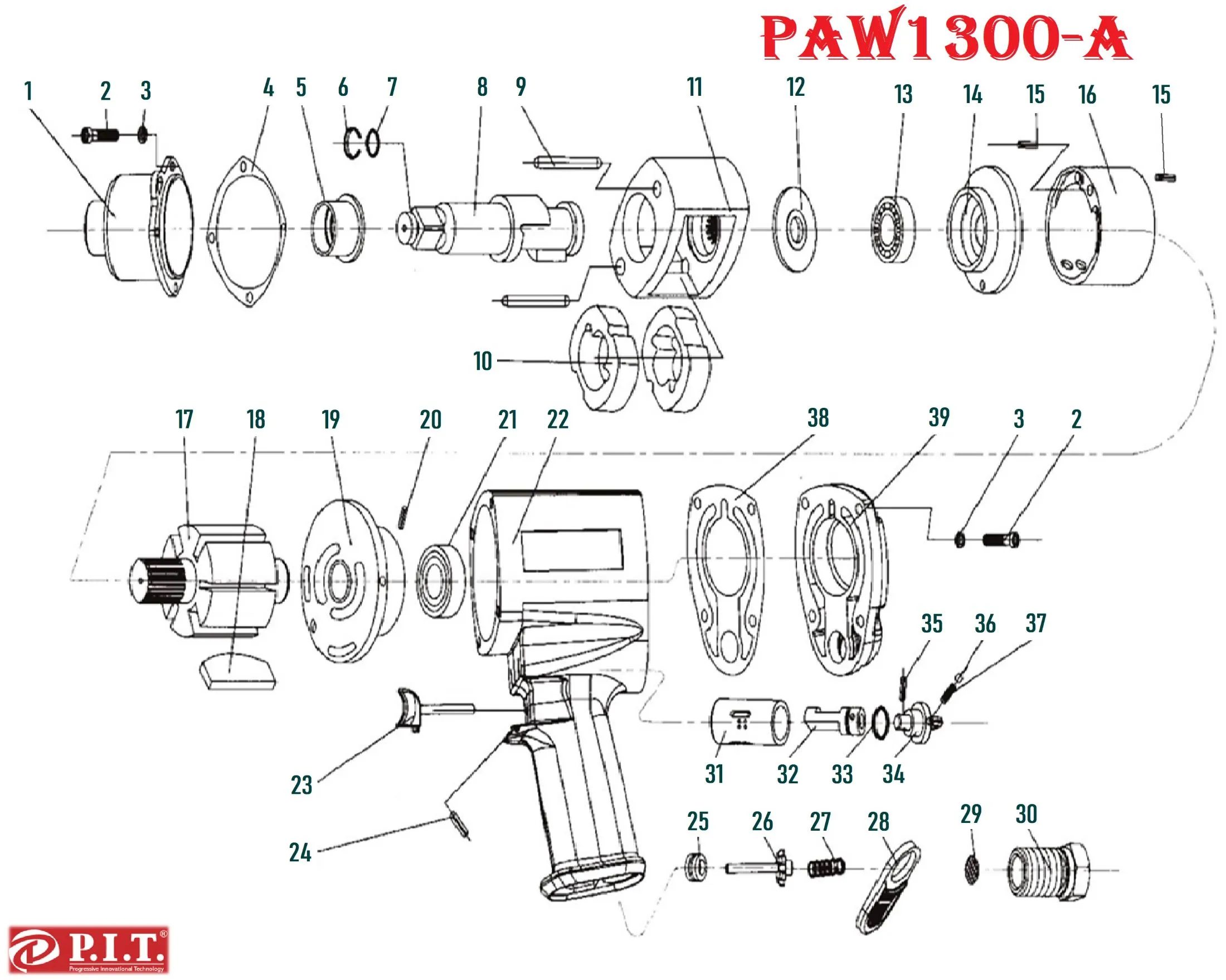 Запчасти, схема и деталировка P.I.T. PAW1300-A