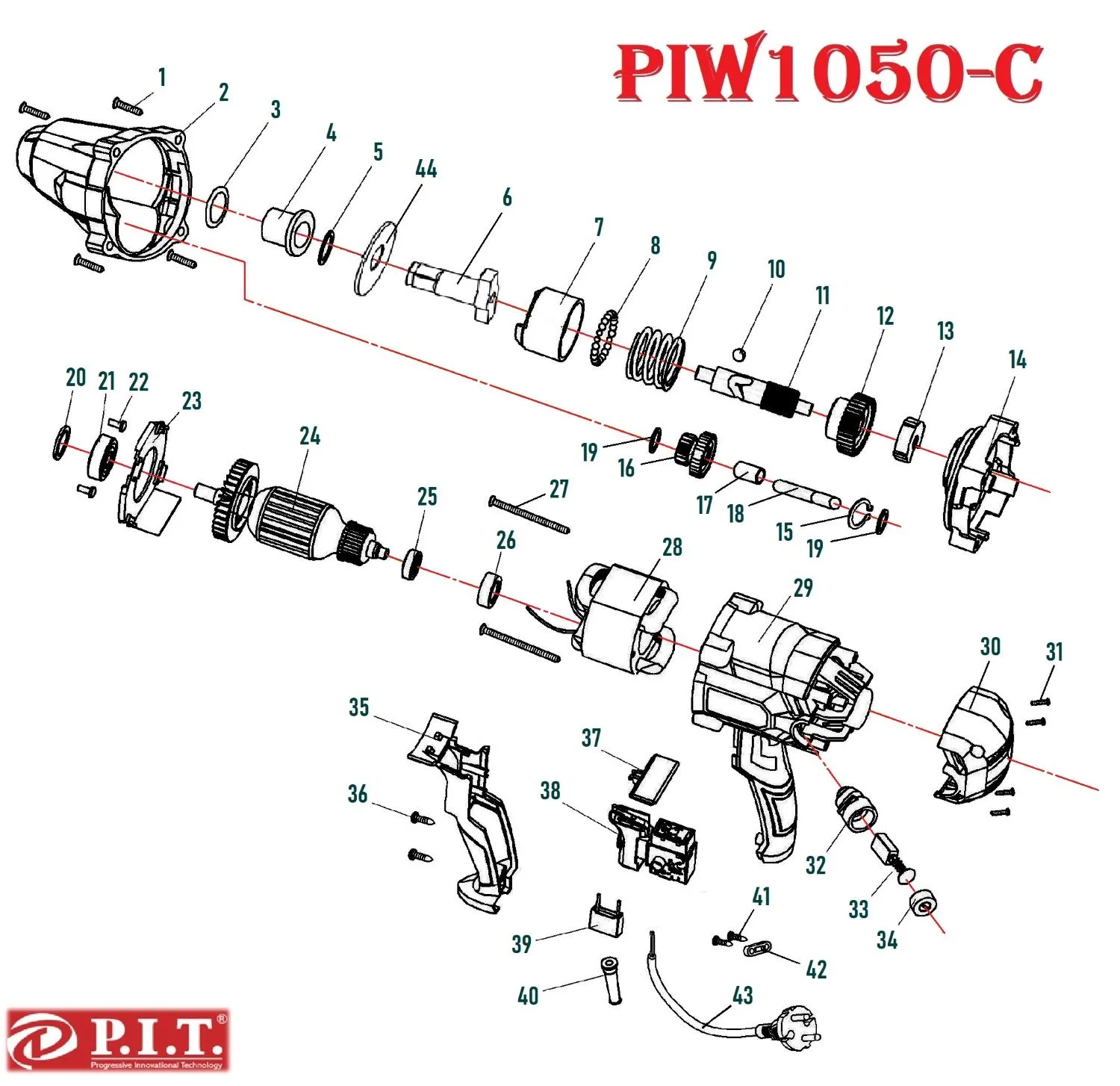 Запчасти, схема и деталировка P.I.T. PIW1050-С