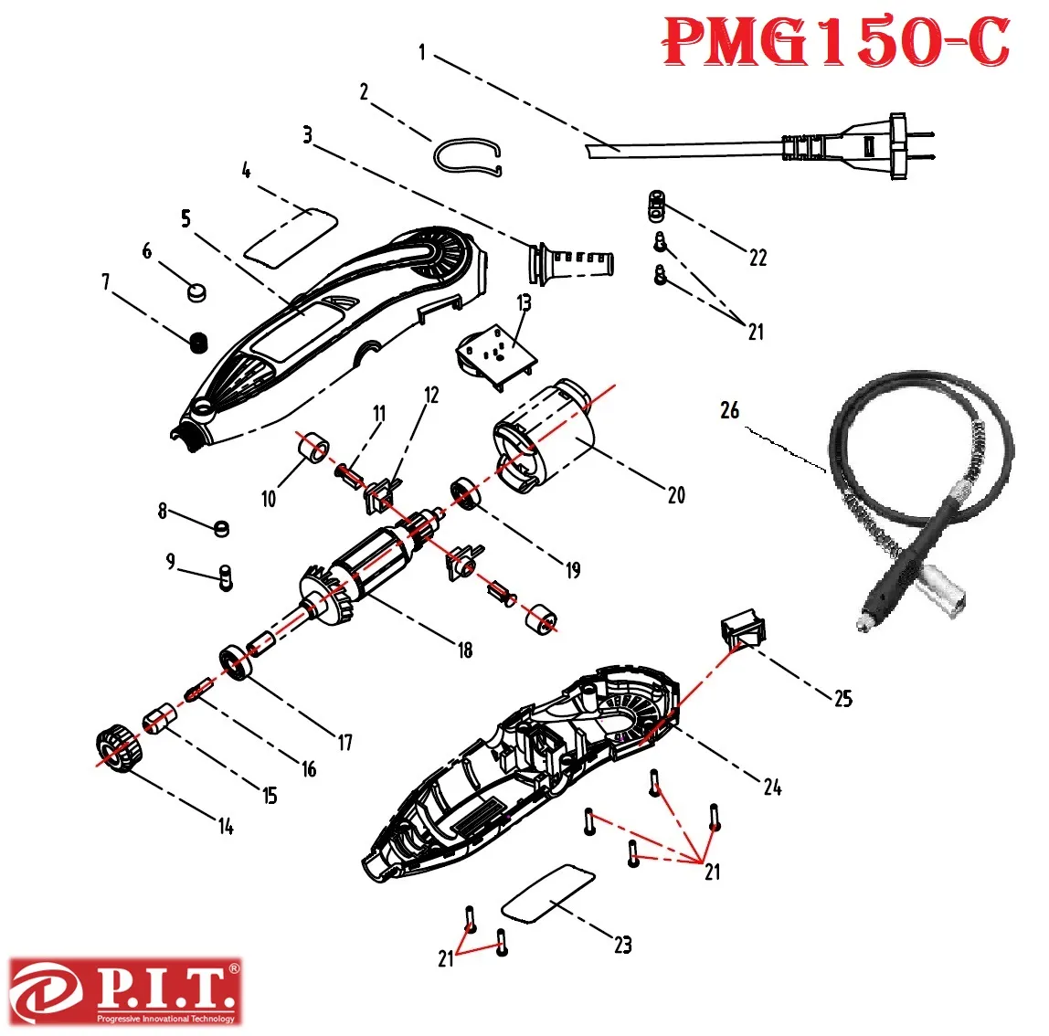 Запчасти, схема и деталировка P.I.T. PMG150-С МАСТЕР