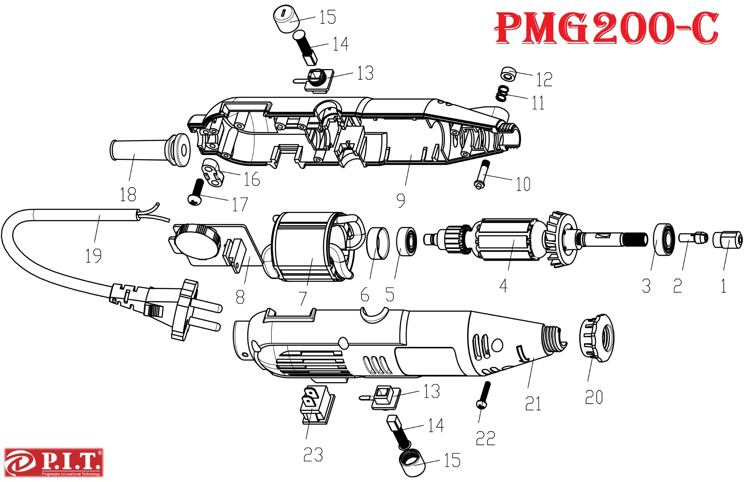Запчасти, схема и деталировка P.I.T. PMG200-С