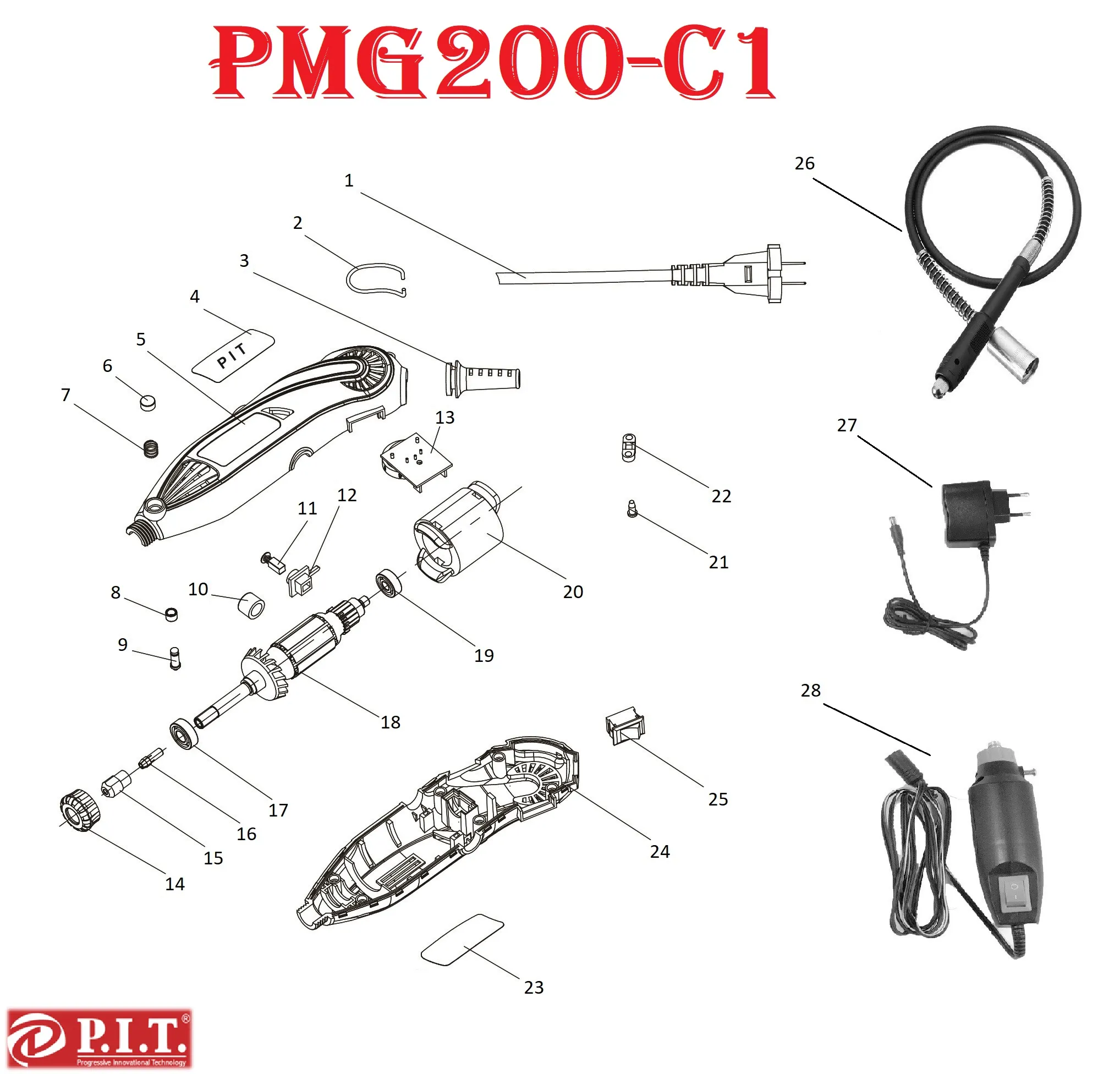 Запчасти, схема и деталировка P.I.T. PMG200-С1
