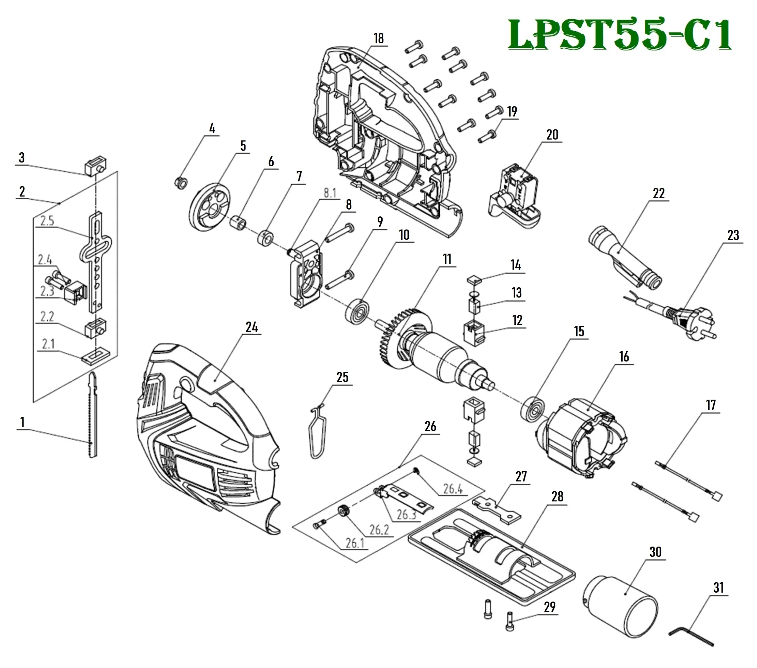 Запчасти, схема и деталировка P.I.T. LPST55-C1