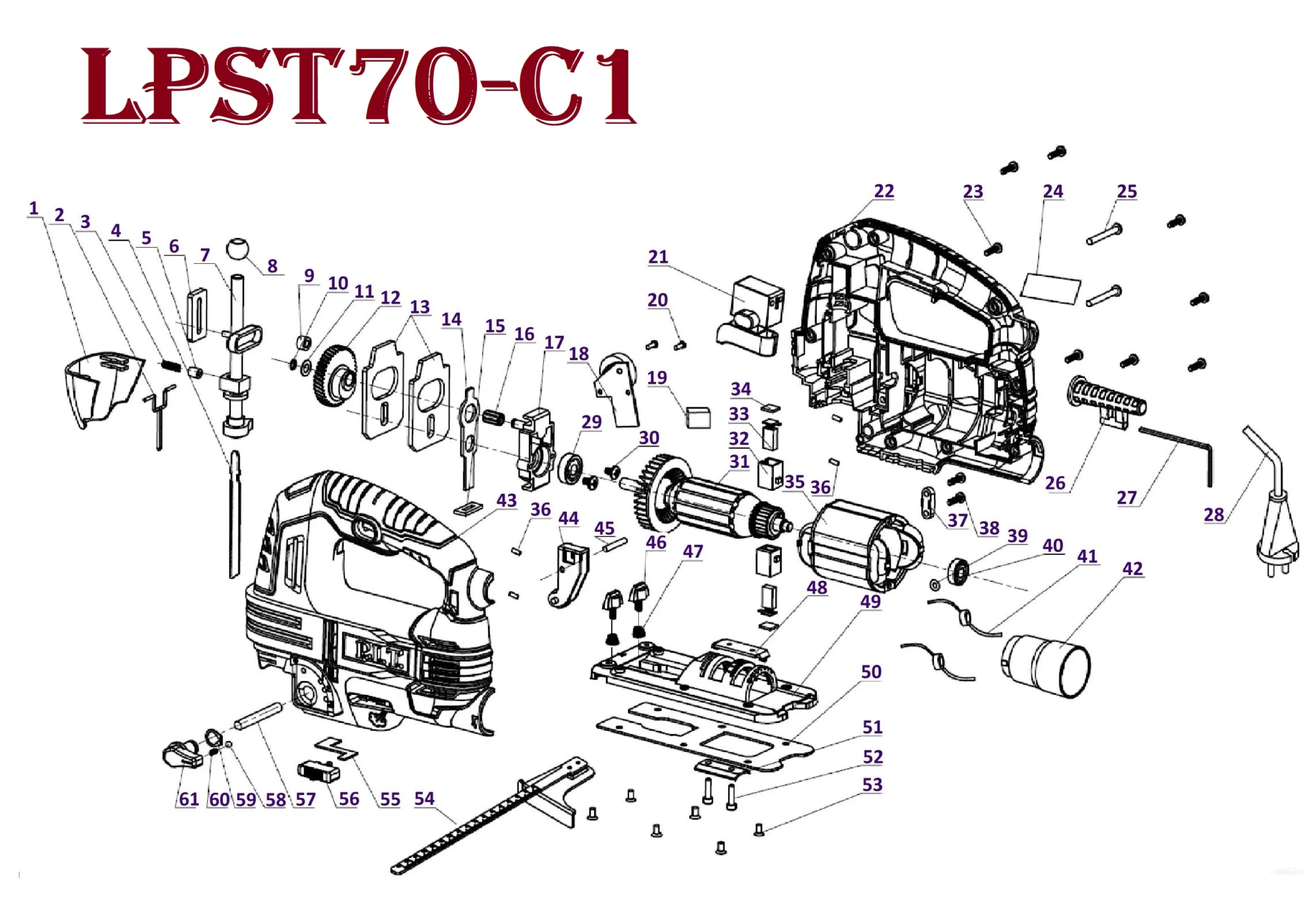 Запчасти, схема и деталировка P.I.T. LPST70-C1