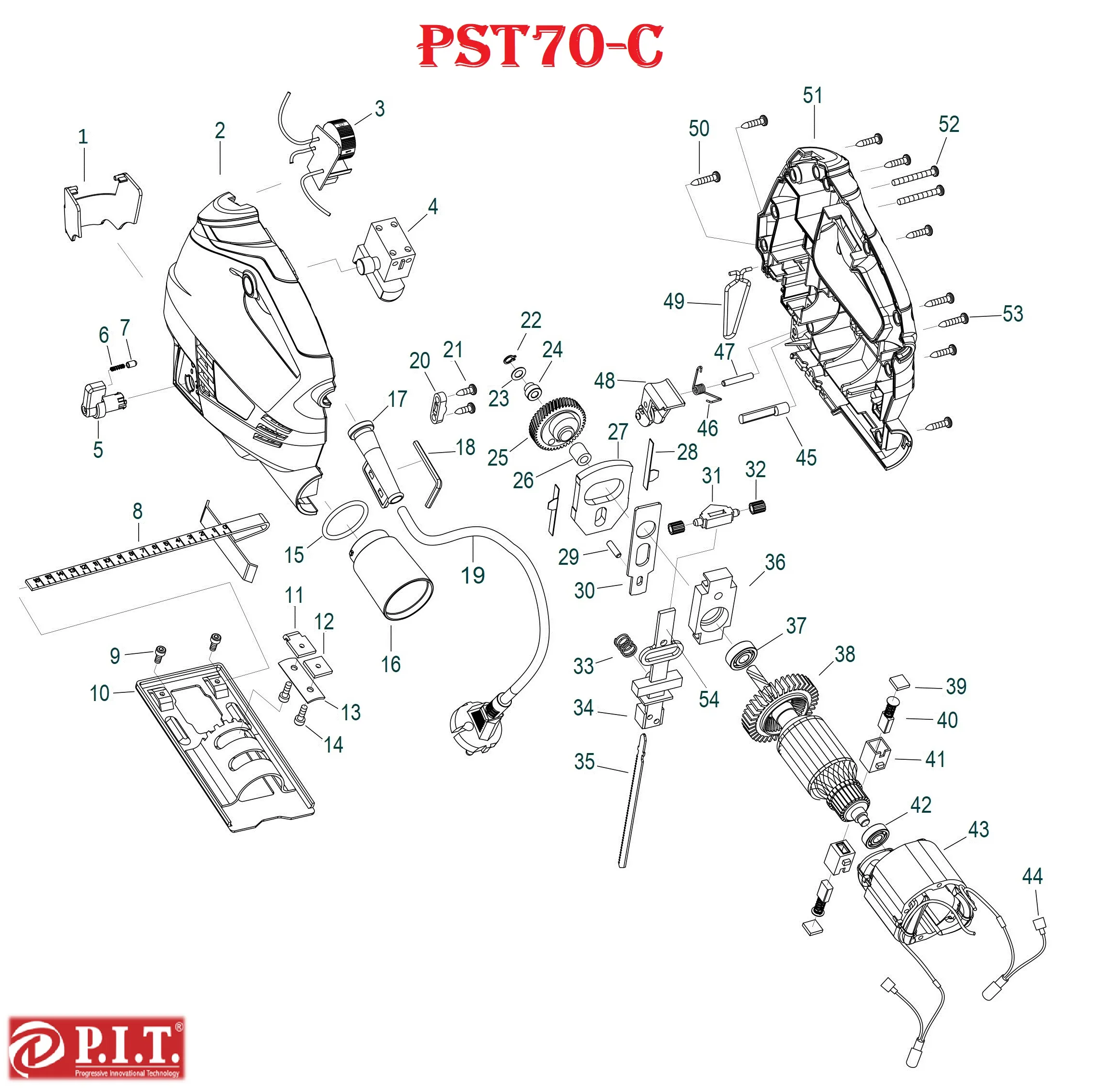 Запчасти, схема и деталировка P.I.T. PST70-C