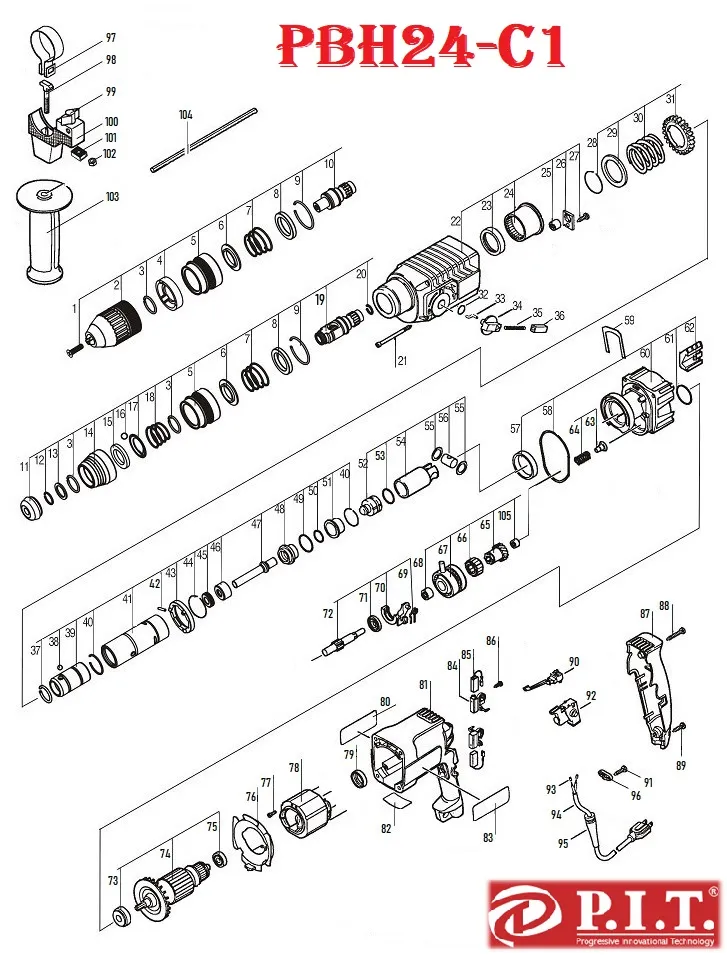 Запчасти, схема и деталировка P.I.T. PBH24-C1
