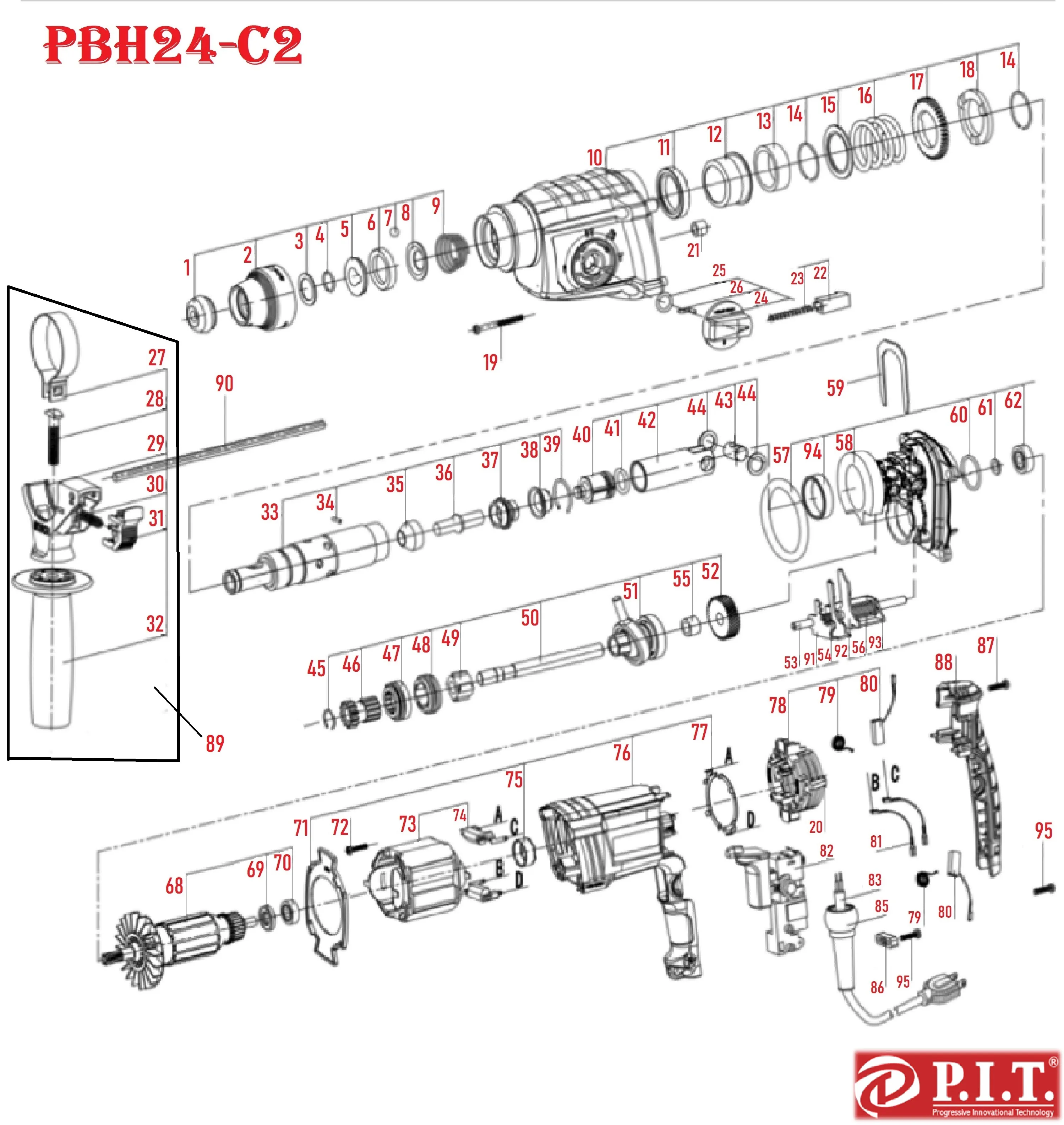 Запчасти, схема и деталировка P.I.T. PBH24-C2