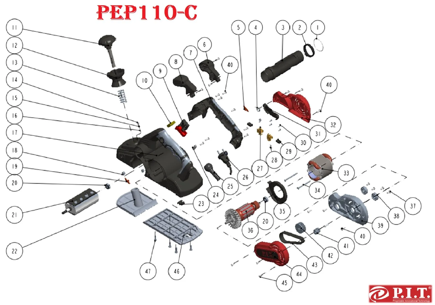 Запчасти, схема и деталировка P.I.T. PEP110-C