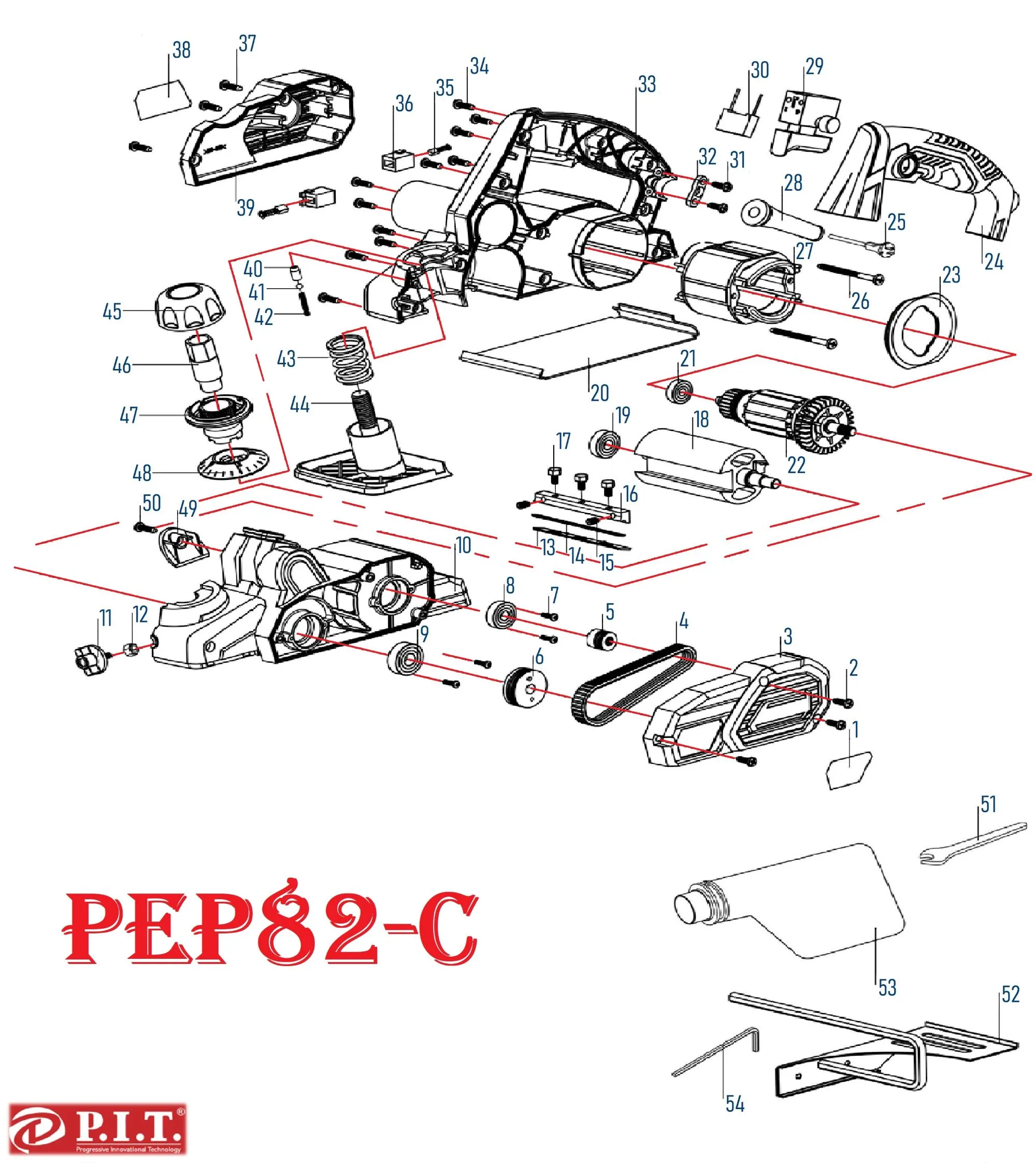 Запчасти, схема и деталировка P.I.T. PEP82-C