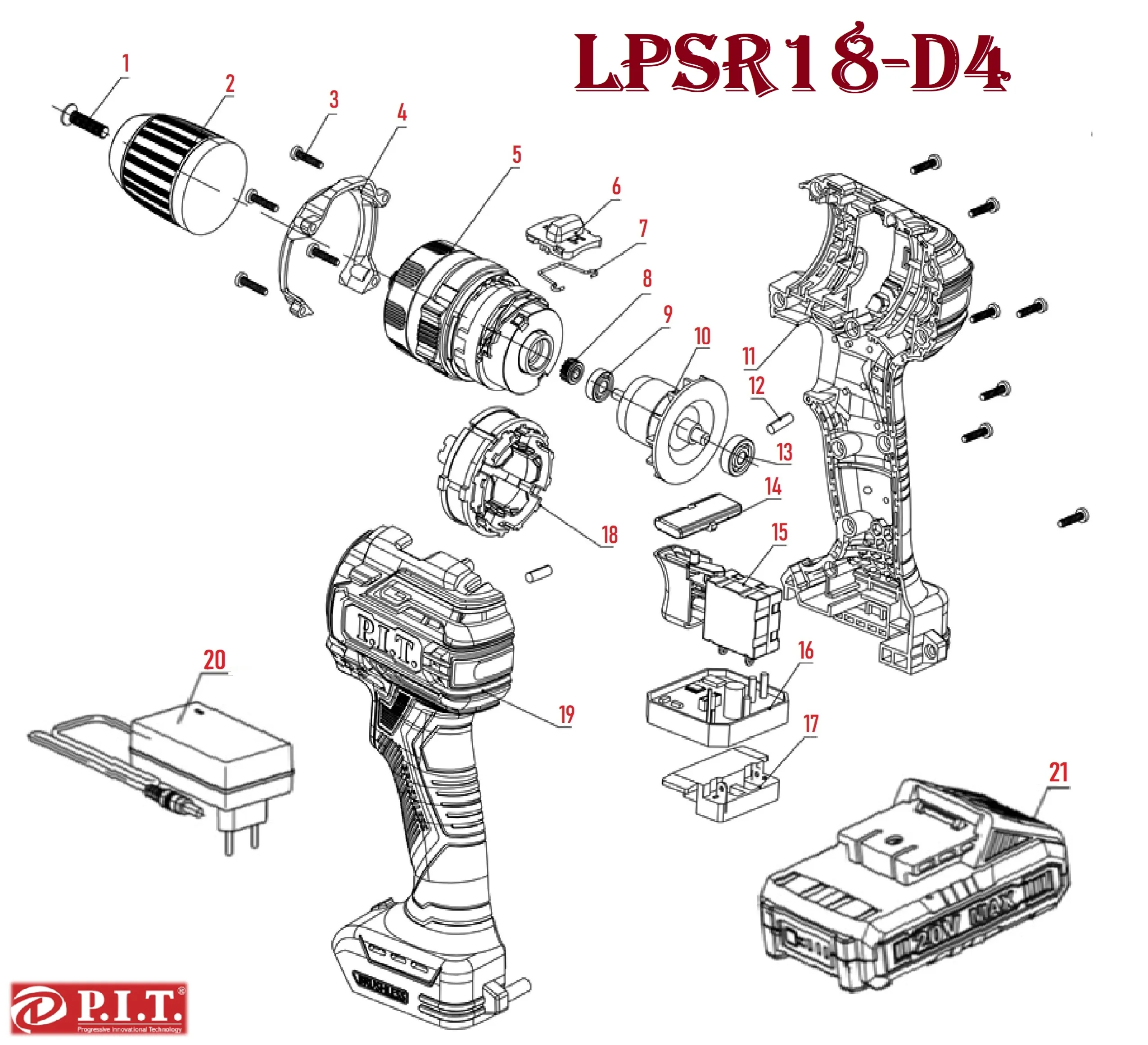 Запчасти, схема и деталировка P.I.T. LPSR18-D4