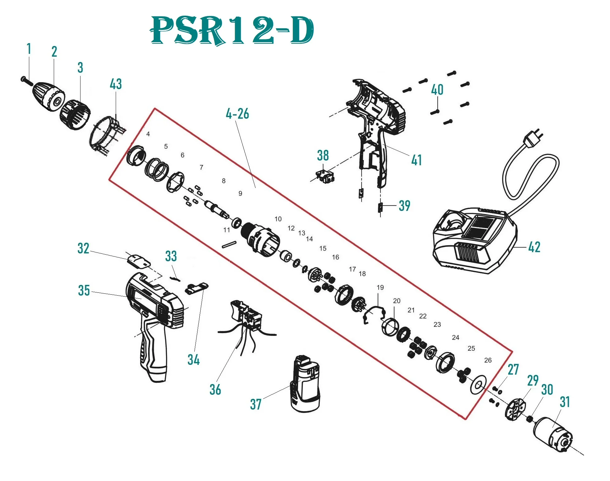 Запчасти, схема и деталировка P.I.T. PSR12-D