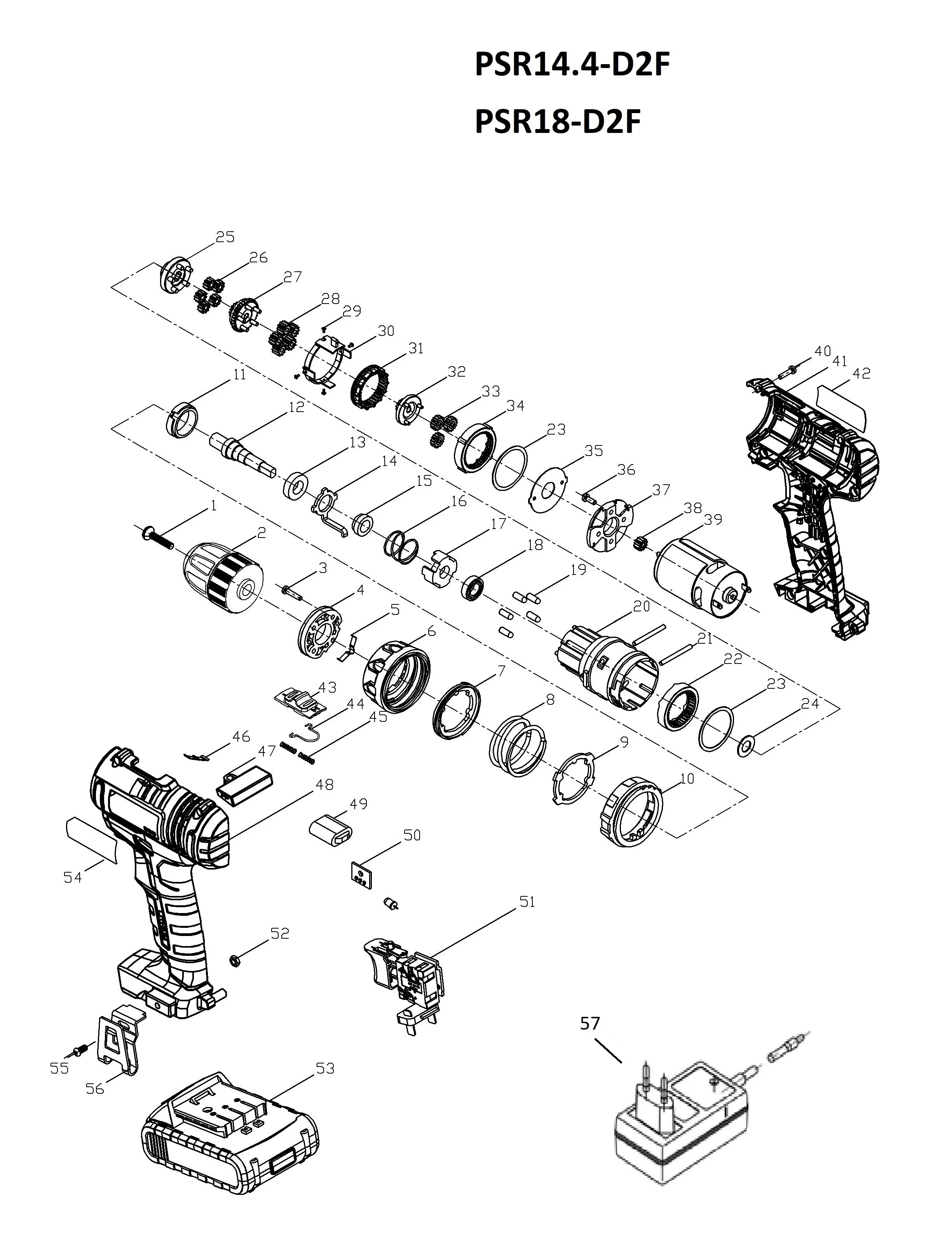 Запчасти, схема и деталировка P.I.T. PSR18-D2F