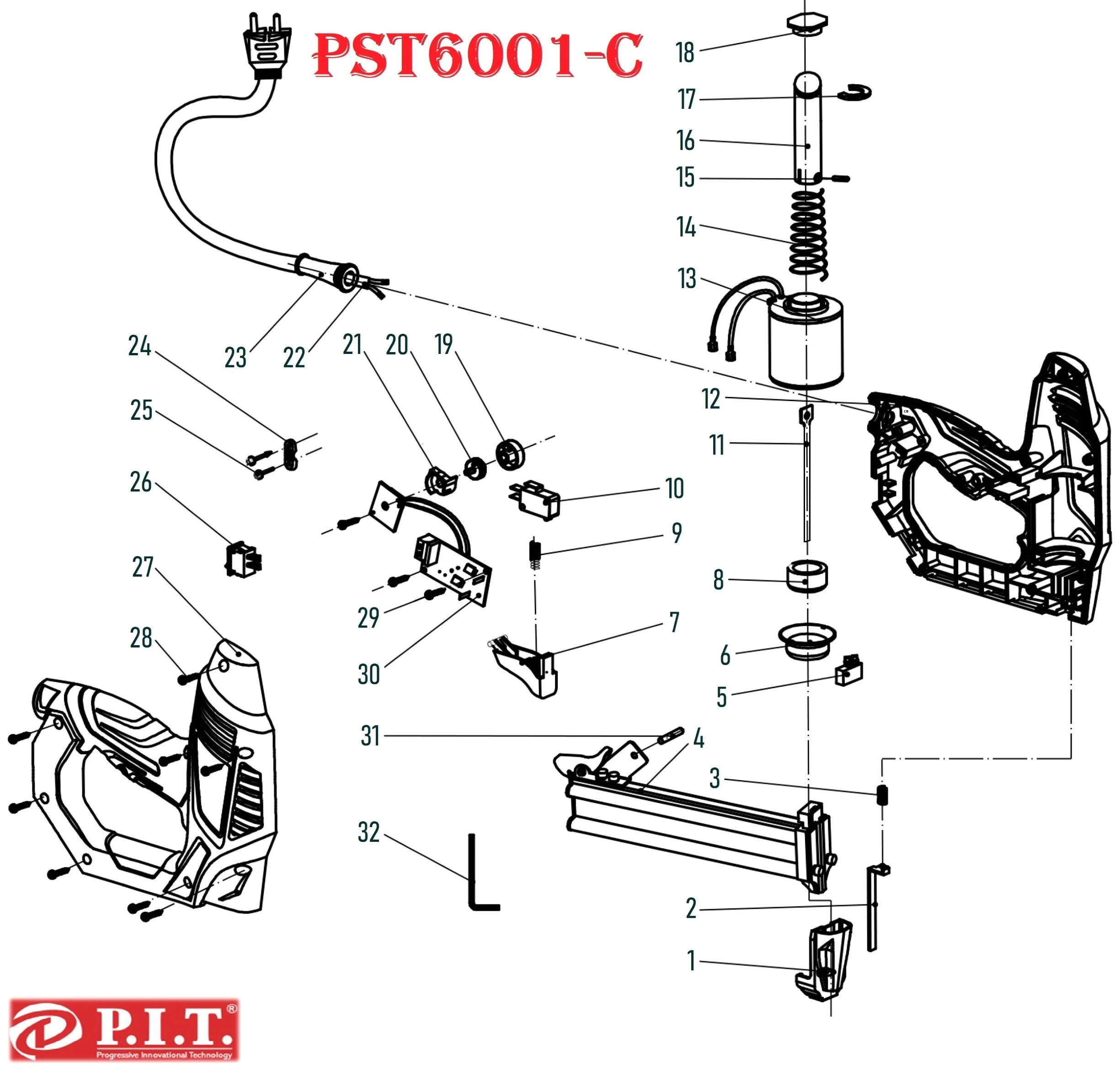 Запчасти, схема и деталировка P.I.T. PST6001-C