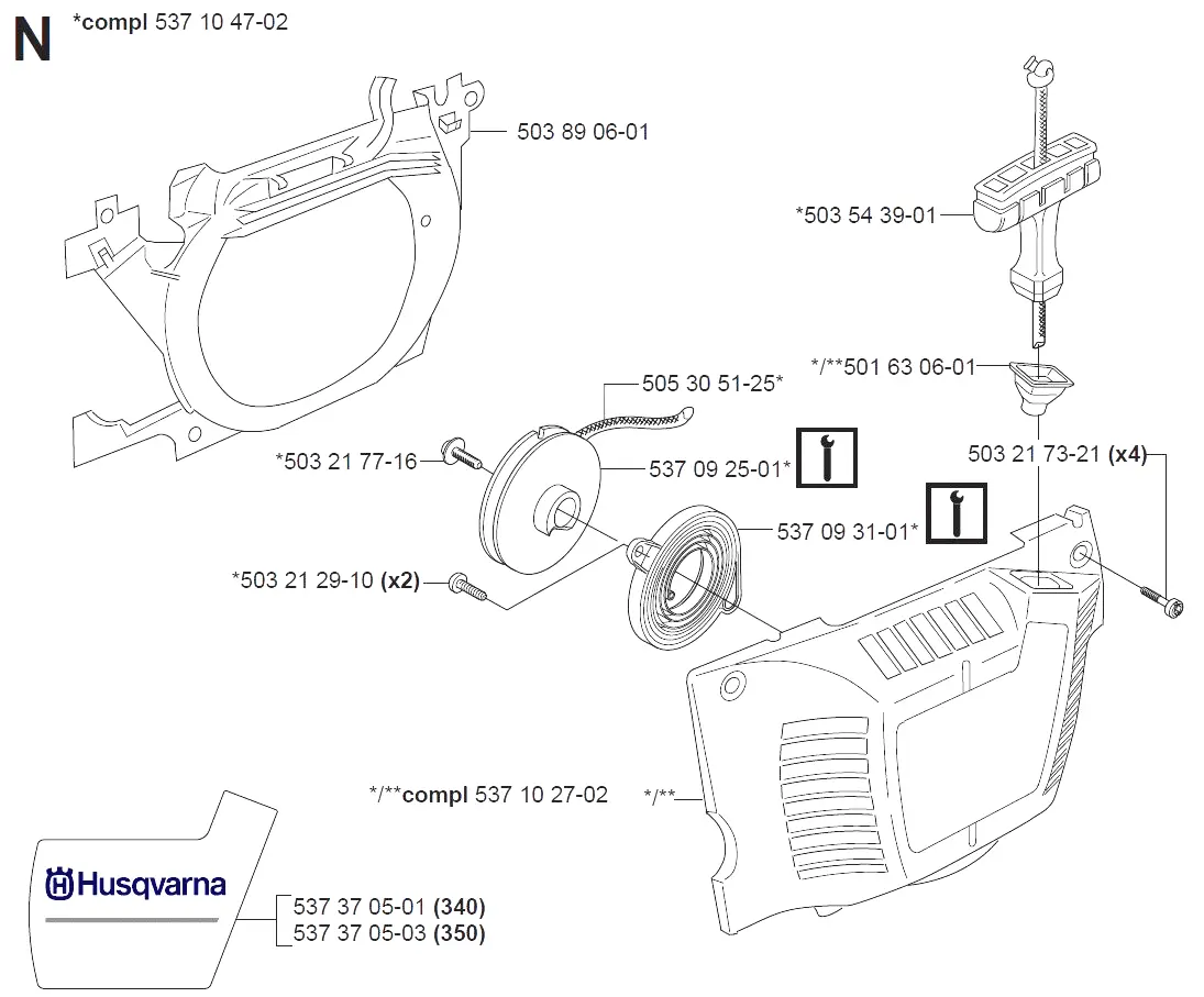 RETURN SPRING для Стартер для бензопилы 340 Арт.:5370931-01