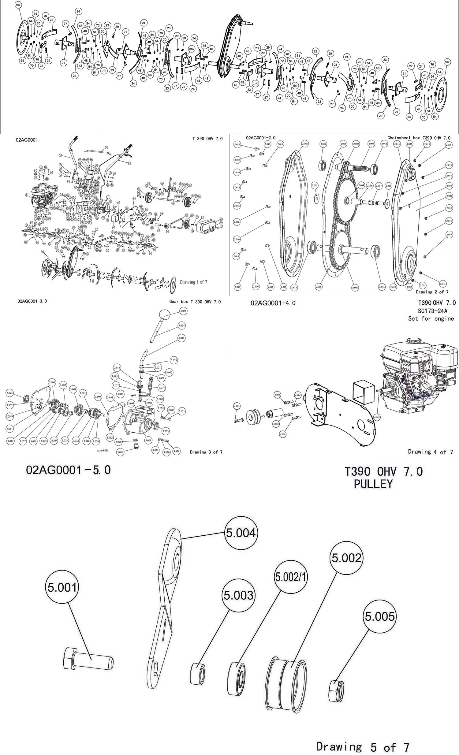 Шкив двойной для SunGarden T 390 OHV 7.0(02AG0001) Арт.:SG610-04311-33